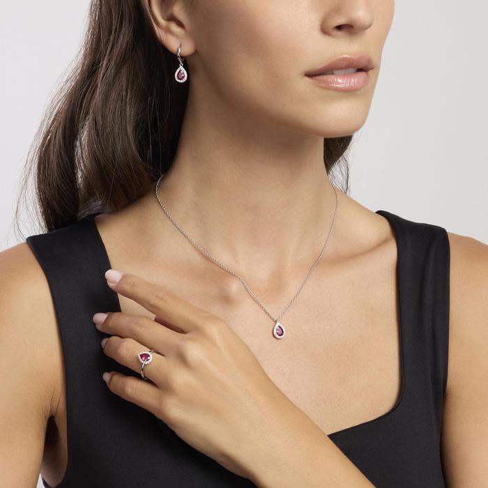 Girocollo in argento con rubino sintetico e zirconi COOL OR RÉTRO?