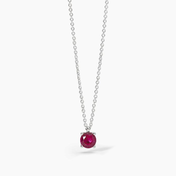 SHINY Synthetic Ruby Silver Choker