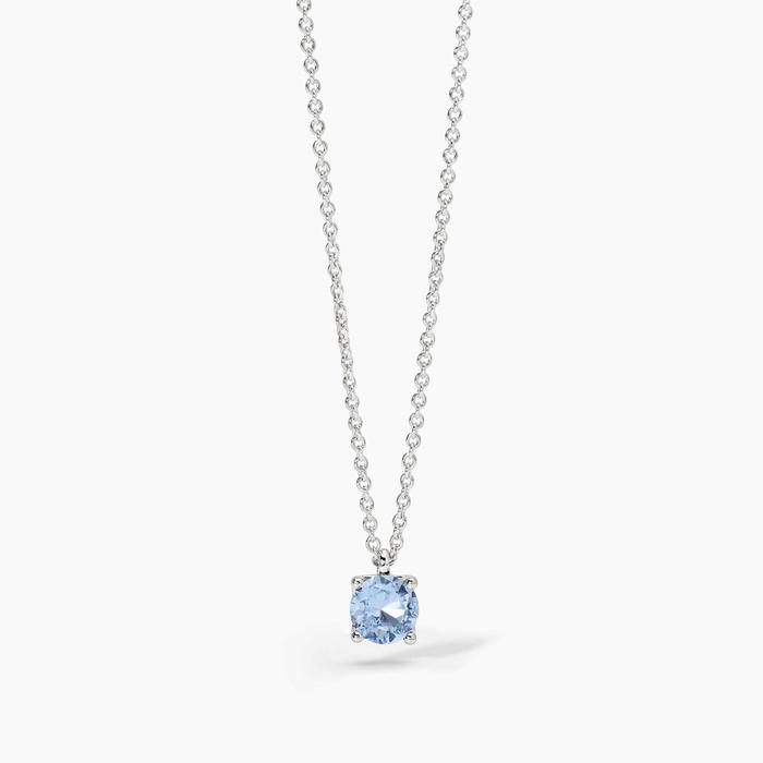 SHINY Synthetic Aquamarine Silver Choker