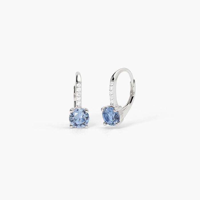ISABEL Synthetic Aquamarine Silver Earrings