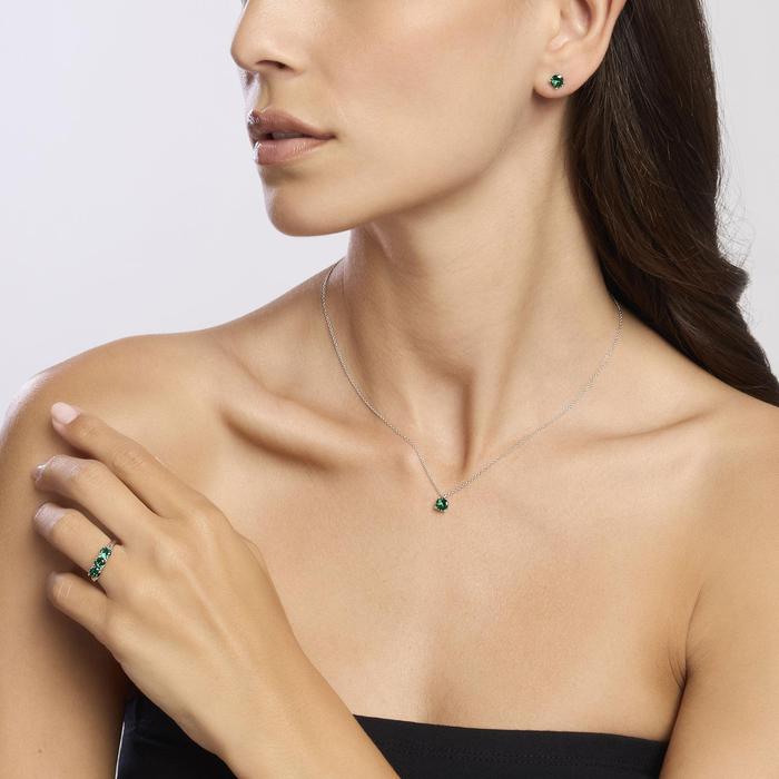 Orecchini in argento con smeraldi sintetici SHINY