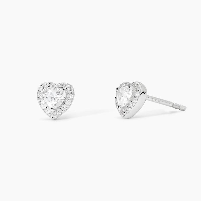 Boucles d'oreilles en argent et zircone taillée en cœur LOVE AFFAIR