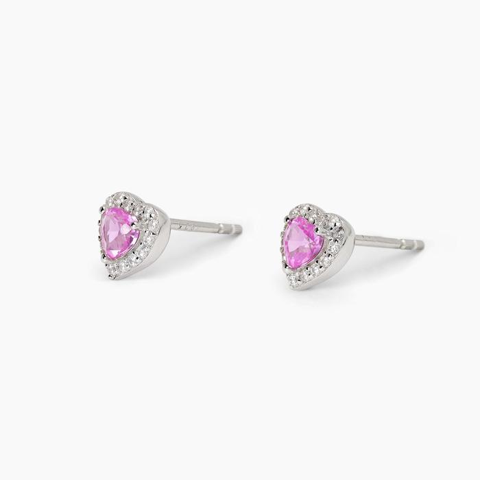 LOVE AFFAIR Heart Cut Synthetic Tourmaline Silver Earrings