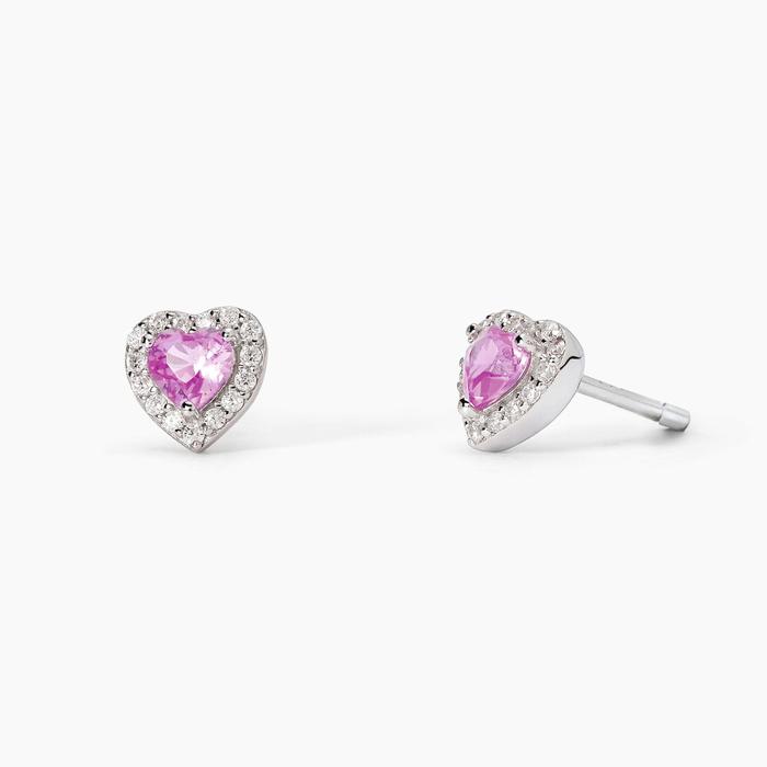 LOVE AFFAIR Heart Cut Synthetic Tourmaline Silver Earrings