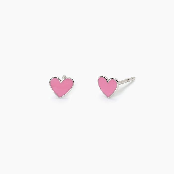 Silver earrings with heart MON AMOUR