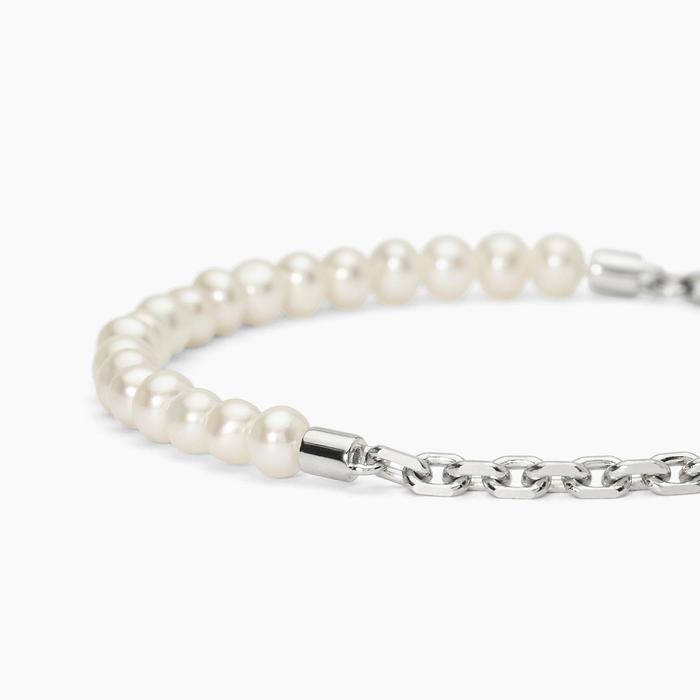 Bracciale in argento con catena e perle SHAKER