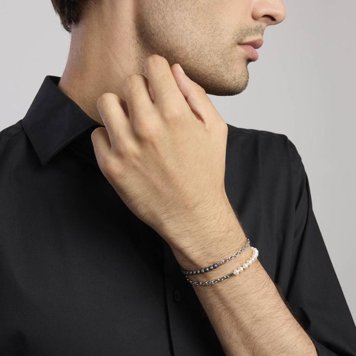 Bracciale in argento con catena e perle SHAKER