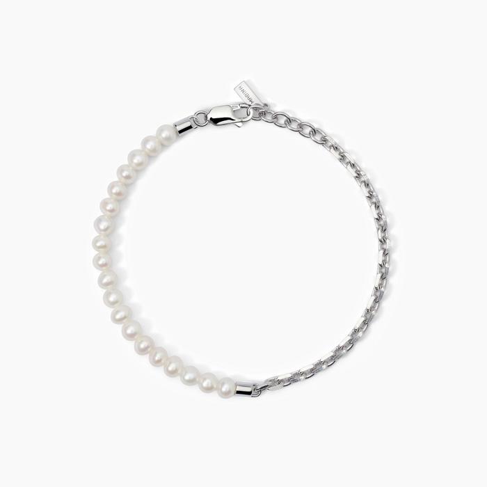 Bracciale in argento con catena e perle SHAKER