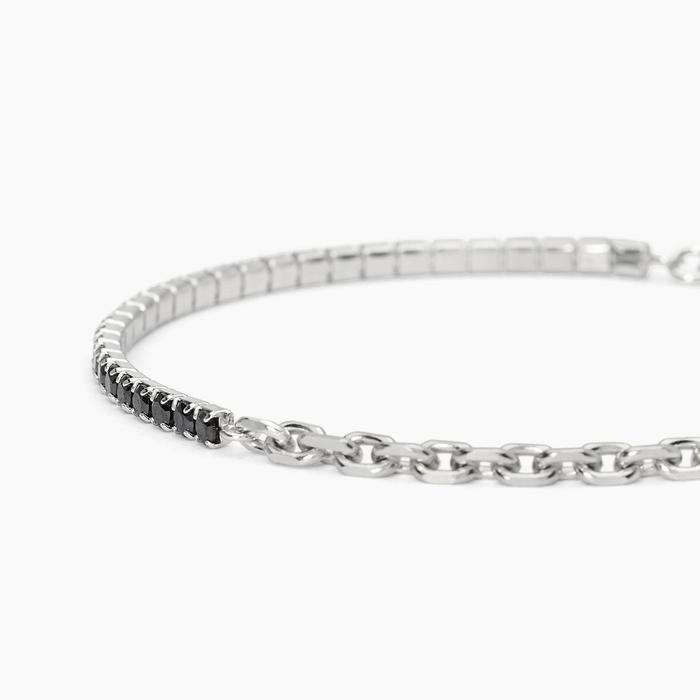 Bracciale in argento mix tennis e catena TWINS