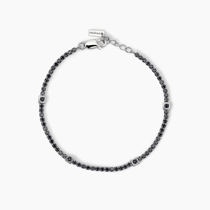 Bracelet tennis GENTLEMAN en argent avec inserts carrés