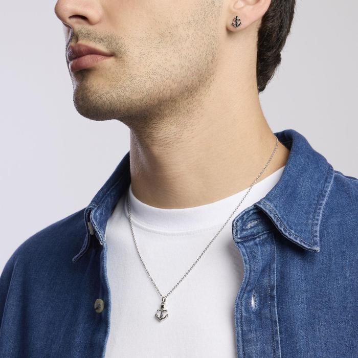 Collier en argent avec ancre NAVY RULE