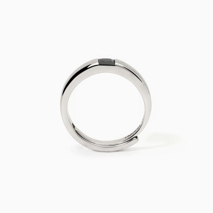 Iconic Black Zircon Men's Silver Ring