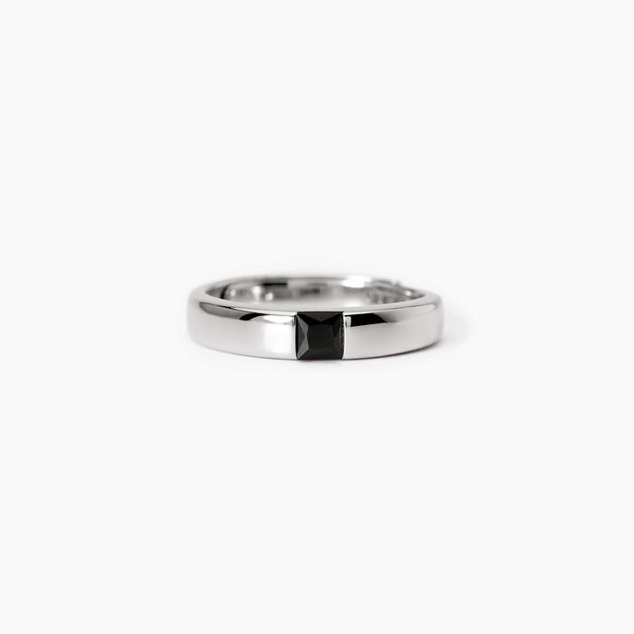 Iconic Black Zircon Men's Silver Ring