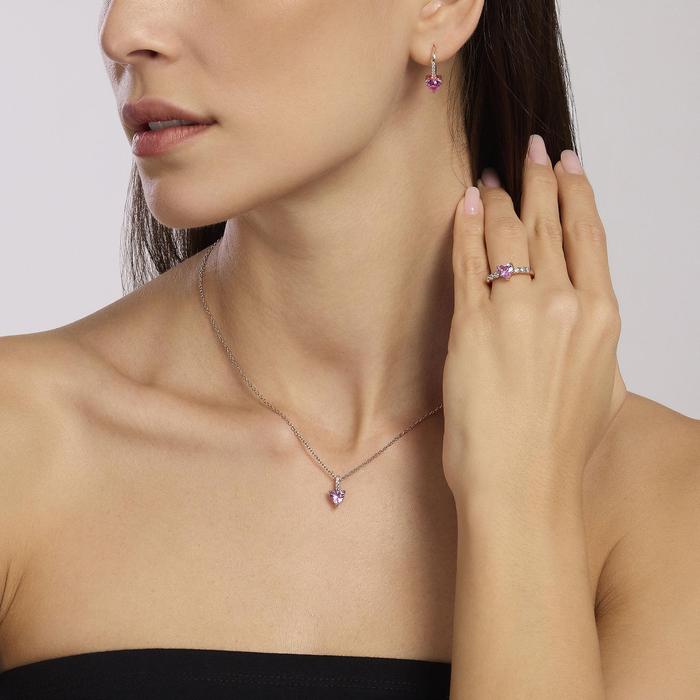 Anello donna con tormalina sintetica e zirconi Rouge