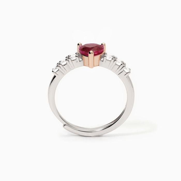 Anello donna con rubino sintetico e zirconi Rouge