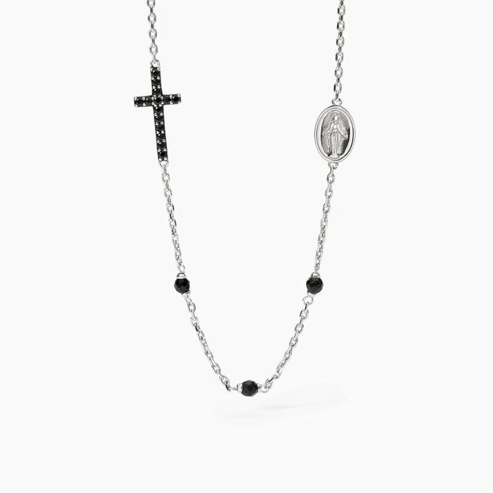 Collier en argent pour homme avec croix et Madonna mystique