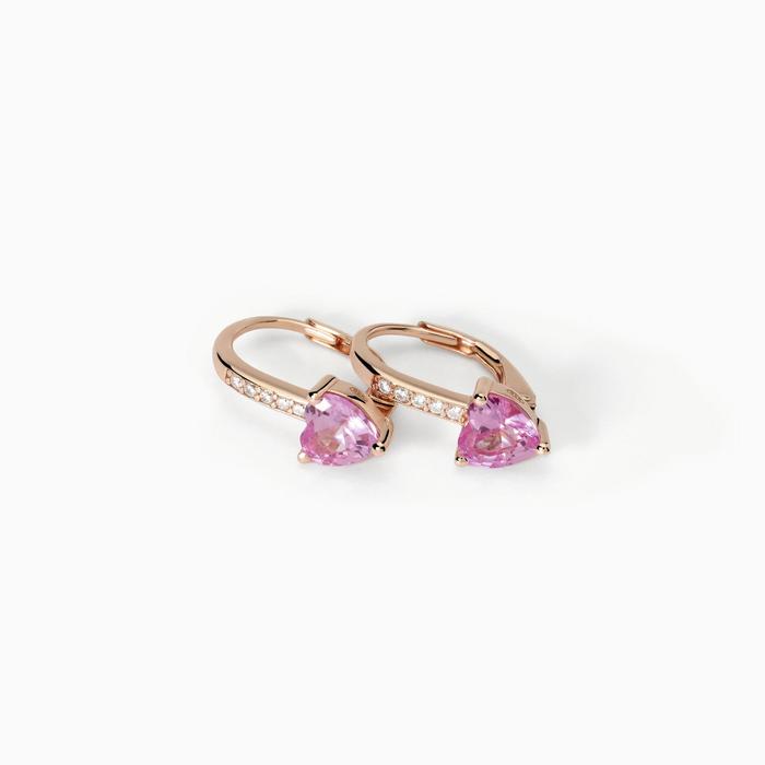 Orecchini in argento placcato oro rosa con tormalina sintetica Rouge