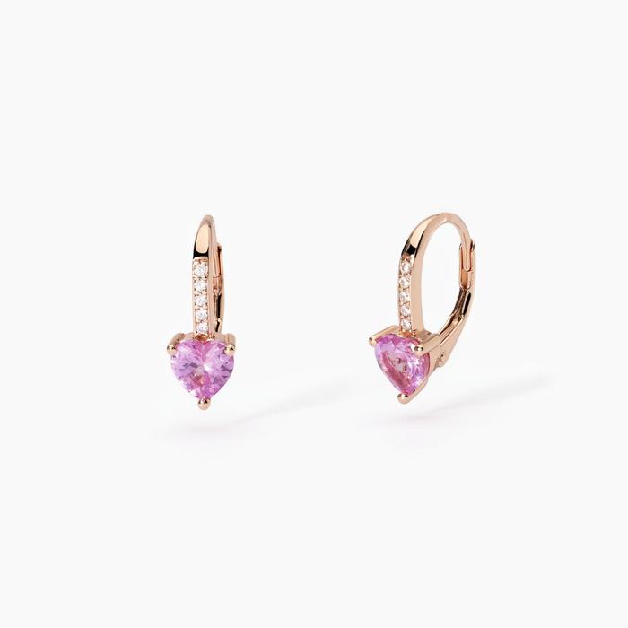 Orecchini in argento placcato oro rosa con tormalina sintetica Rouge