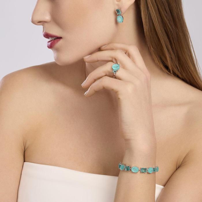 Bracciale con fusion stone glass azzurro Santorini