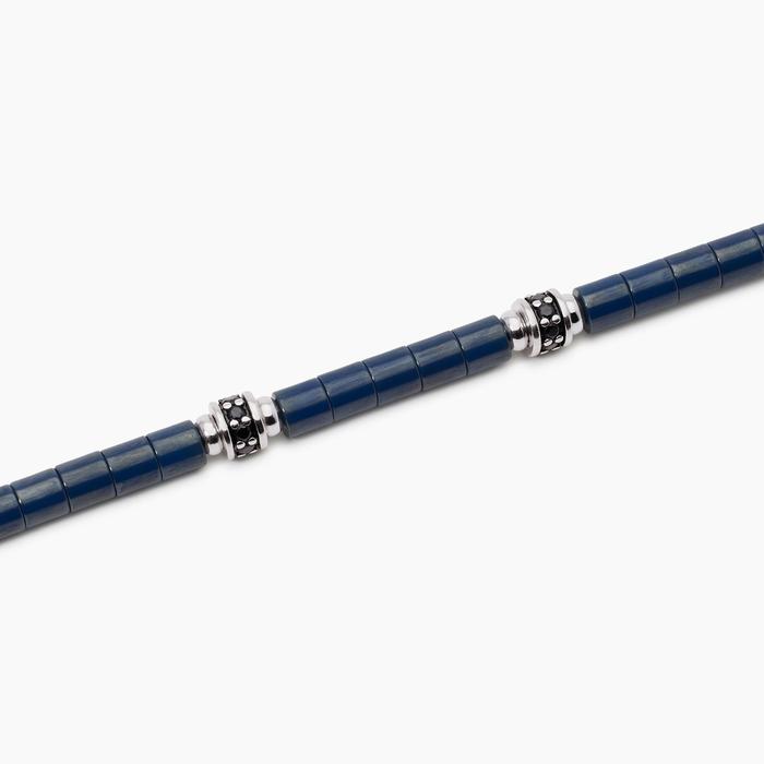 Bracciale uomo con elementi ceramica blu Pit Stop