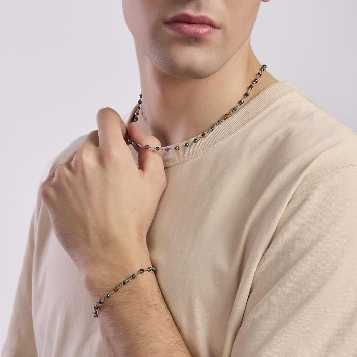 Bracciale uomo con malachite e pietre Giramondo