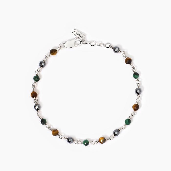 Bracciale uomo con malachite e pietre Giramondo