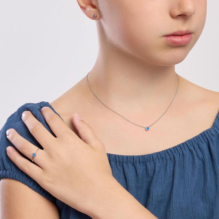 Anello da bambina con zircone azzurro Shiny