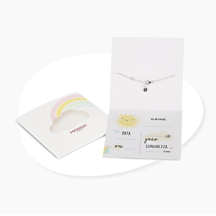 Bracciale neonato con lettera D e diamante Lab-Grown Welcome Baby