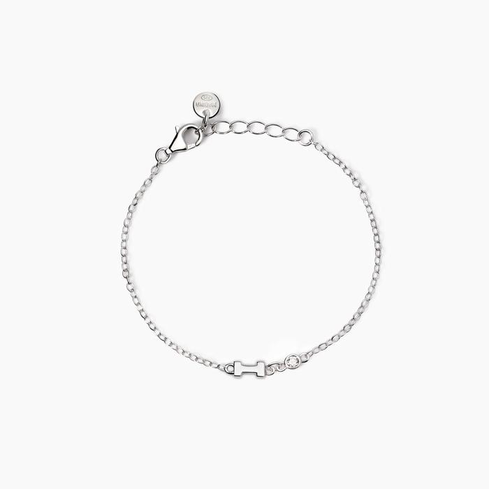 Bracciale neonato con lettera I e diamante Lab-Grown Welcome Baby