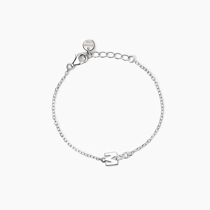 Bracciale neonato con lettera M e diamante Lab-Grown Welcome Baby