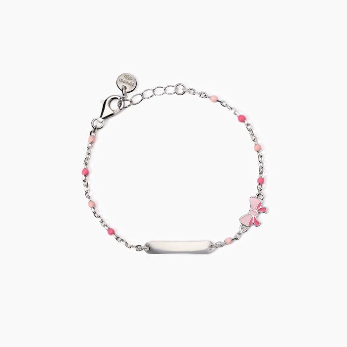 Bracelet avec nœud et étiquette gravable Pink Lady-Tag