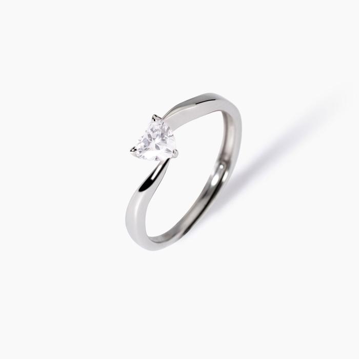 Silver ring with heart zirconia Blessed among women