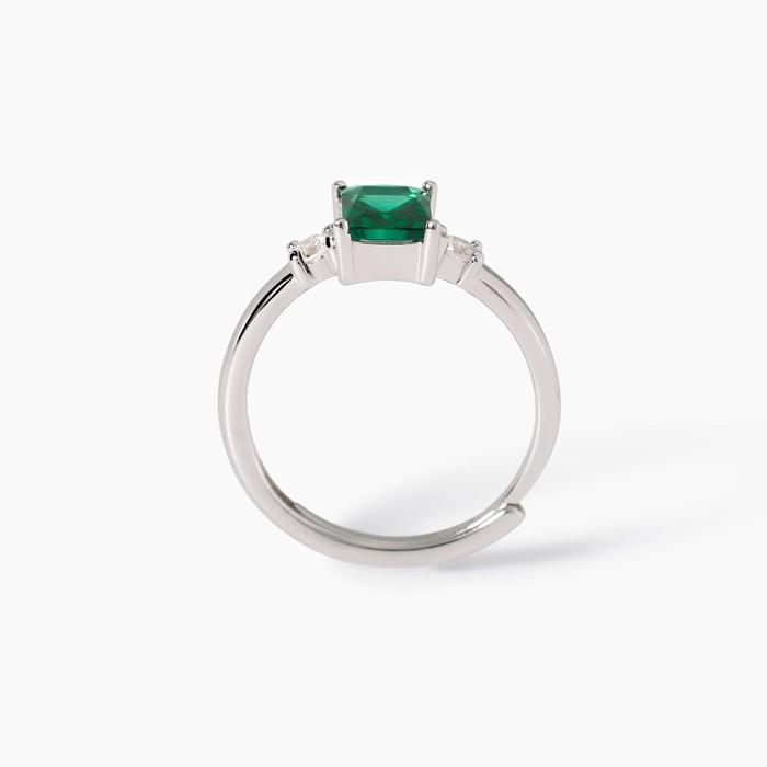 Anello in argento con smeraldo sintetico Battito