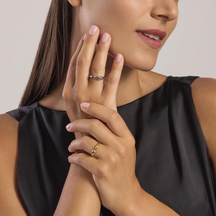 Anello aperto in argento placcato oro Evviva