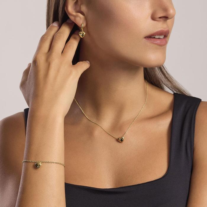 Bracciale placcato oro con ciondolo cuore Feeling