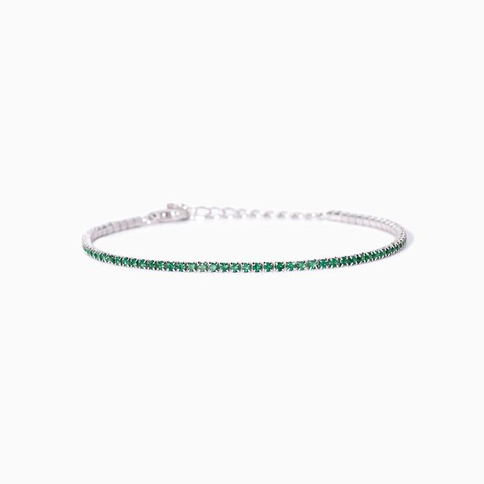 Bracciale tennis con smeraldi sintetici Mini Tennis