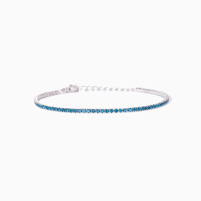 Bracelet tennis avec aigues-marines synthétiques Mini Tennis