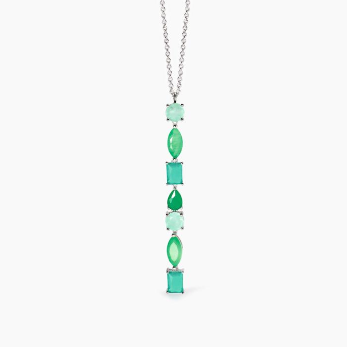 Collier ras du cou avec pendentif en pierre de fusion de verre vert Santorin