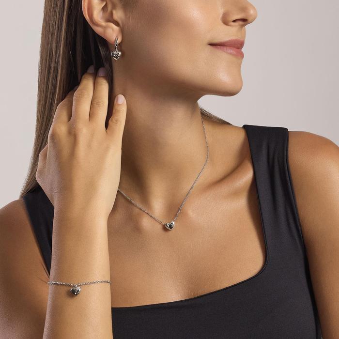 Orecchini in argento con cuore Feeling