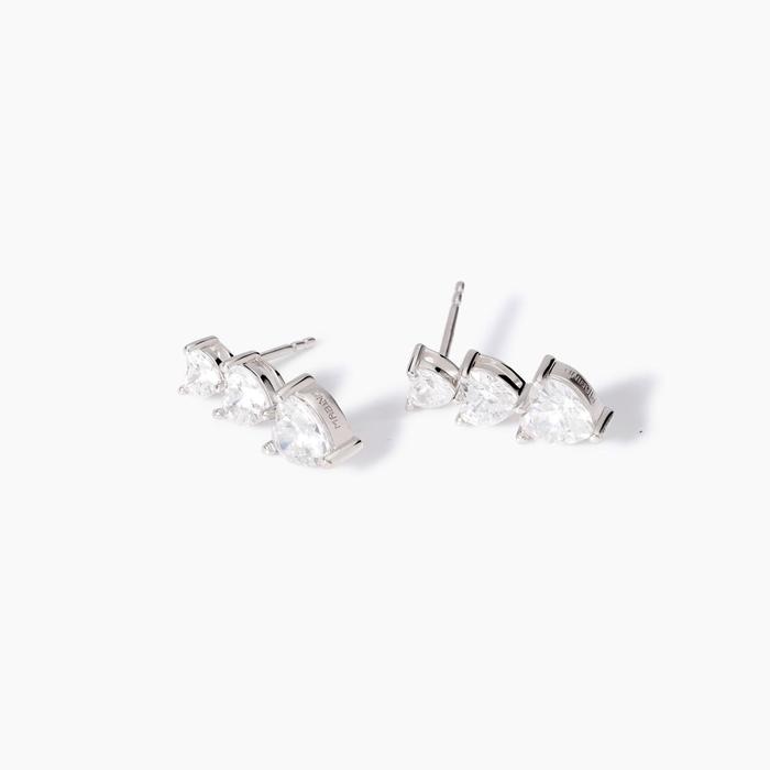Lovely Heart Zirconia Silver Earrings