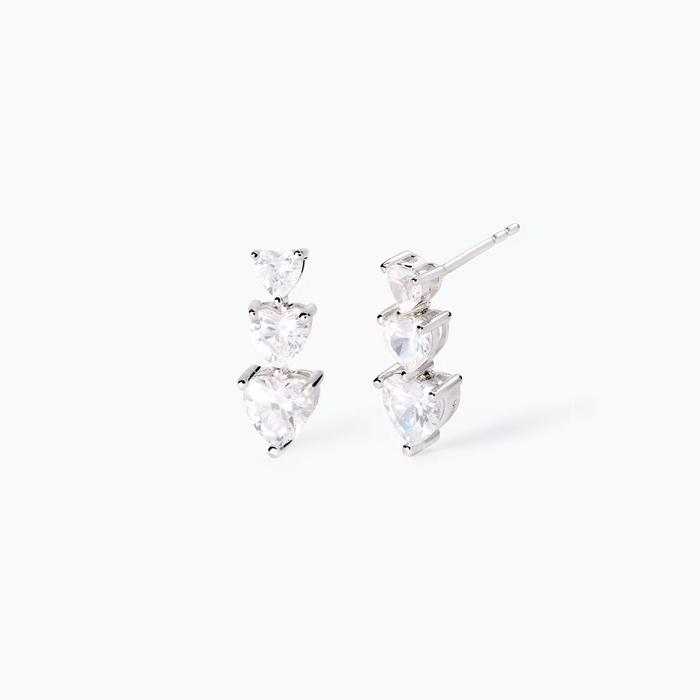 Lovely Heart Zirconia Silver Earrings