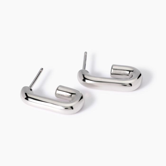 Open Day Silver Chunky Rectangular Earrings