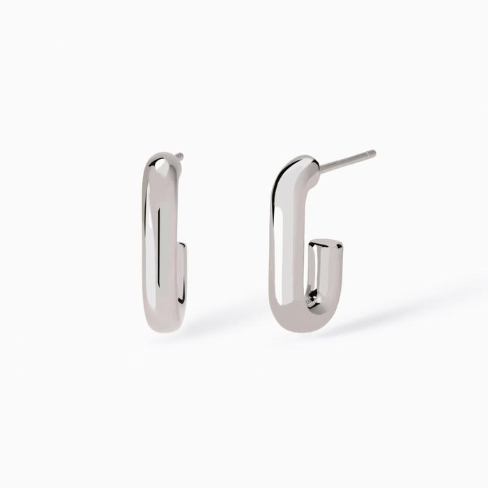 Open Day Silver Chunky Rectangular Earrings