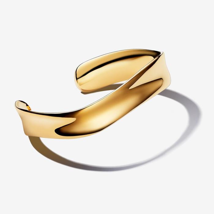 Bracciale Aperto Fascia Larga Linea Sinuosa