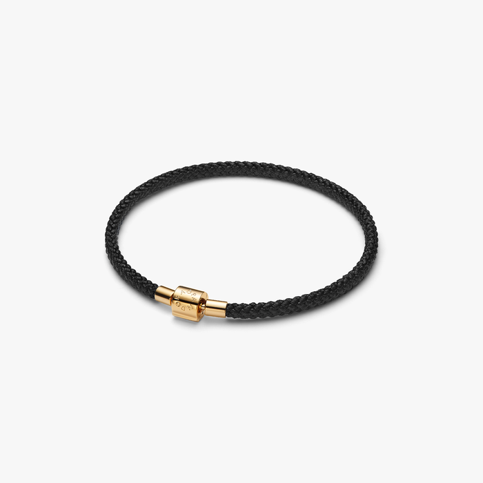 Bracciale in Corda Nera con Chiusura a Barile