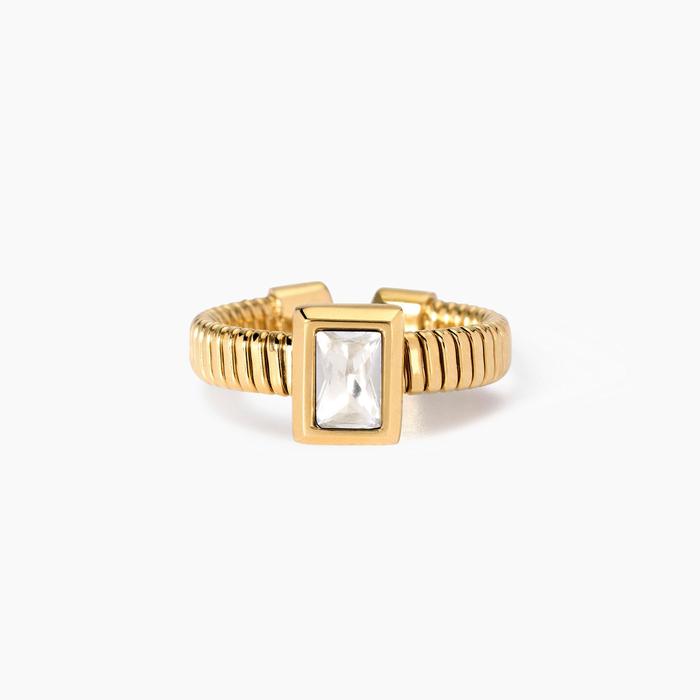 Golden tubogas ring with zirconia