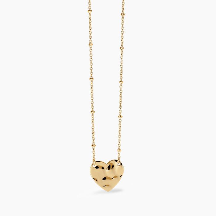 Gold choker with hammered heart