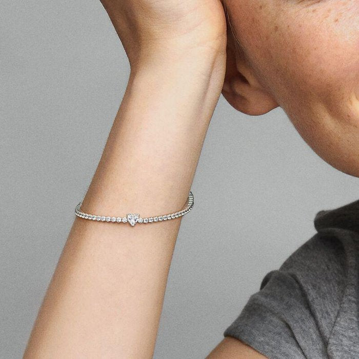 Bracelet de tennis avec cœur en relief