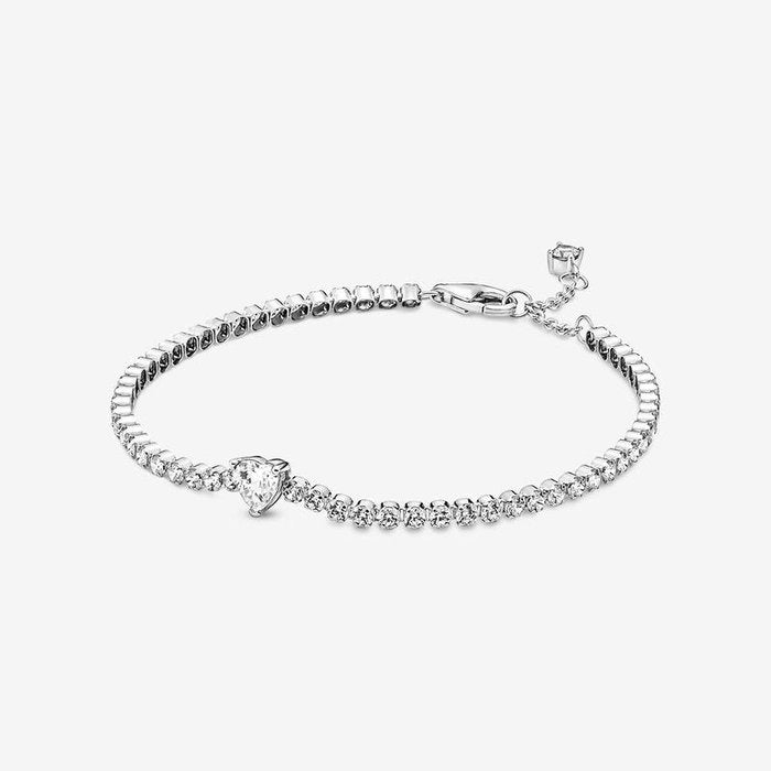 Bracelet de tennis avec cœur en relief