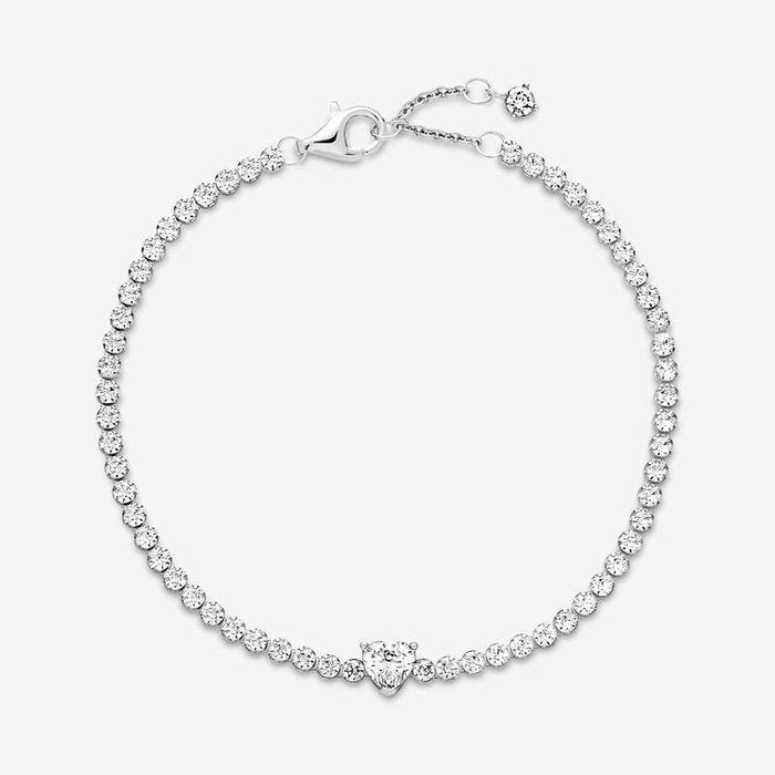 Bracelet de tennis avec cœur en relief